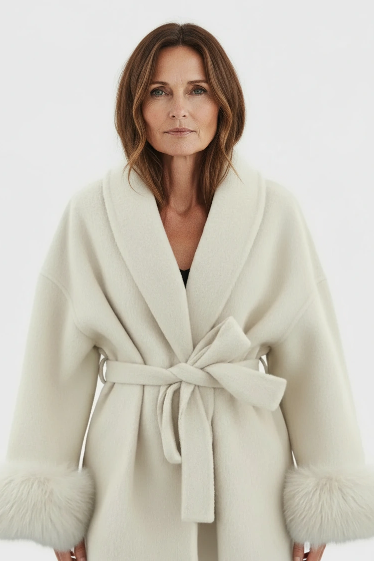 Woolcat – Cappotto elegante con dettagli in pelliccia ecologica