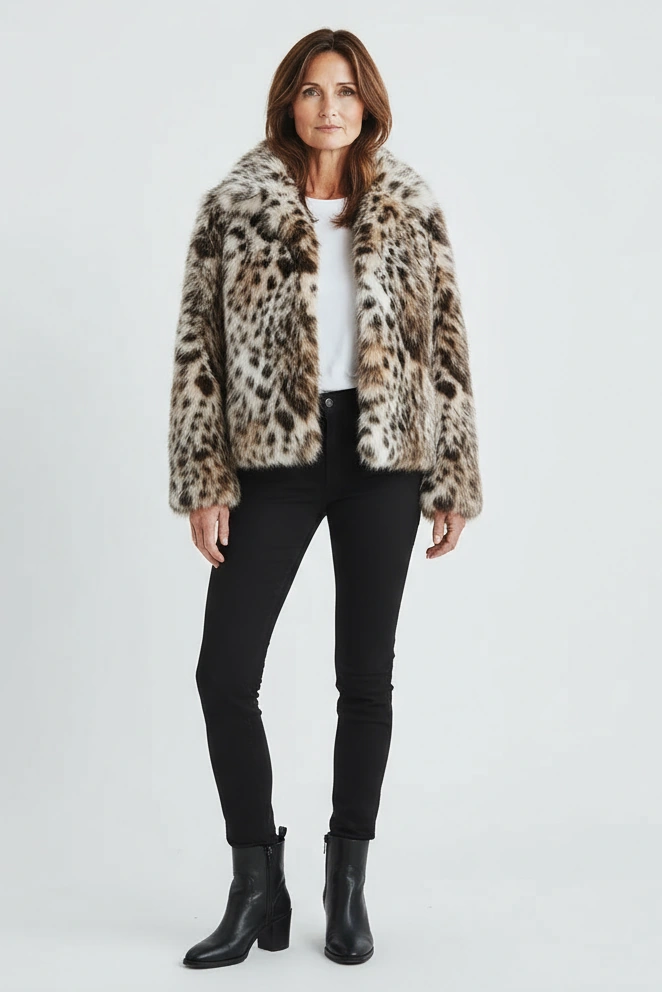 Leoline – Giacca in pelliccia sintetica con design animale