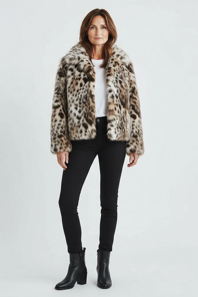 Leoline – Giacca in pelliccia sintetica con design animale