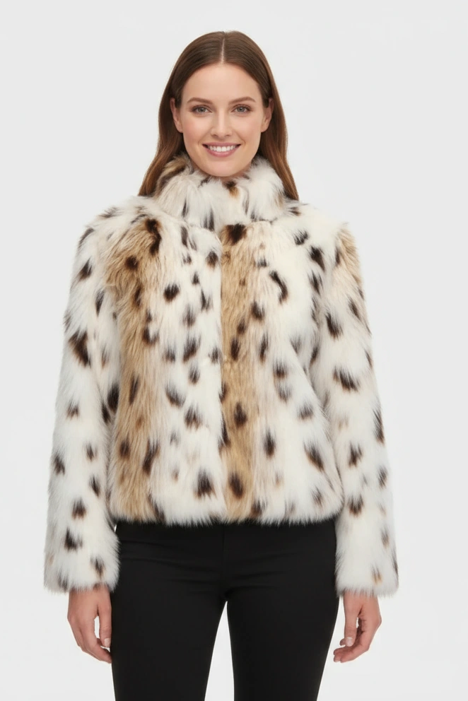 Leoline – Giacca in pelliccia sintetica con design animale