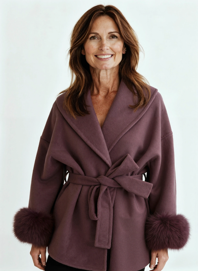 Woolcat – Cappotto elegante con dettagli in pelliccia ecologica