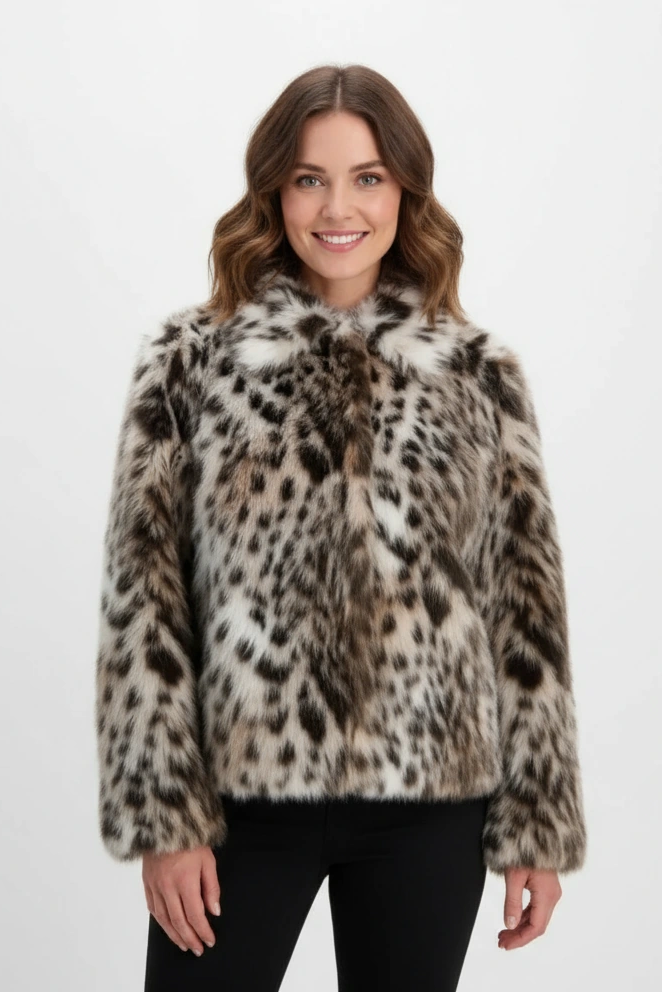 Leoline – Giacca in pelliccia sintetica con design animale
